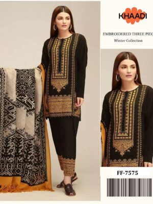 Winter Collection 7059 – Heavy Embroidered Dhanak Suit with Shawl