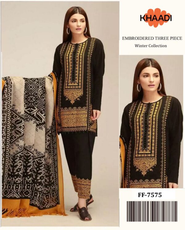 Winter Collection 7059 – Heavy Embroidered Dhanak Suit with Shawl